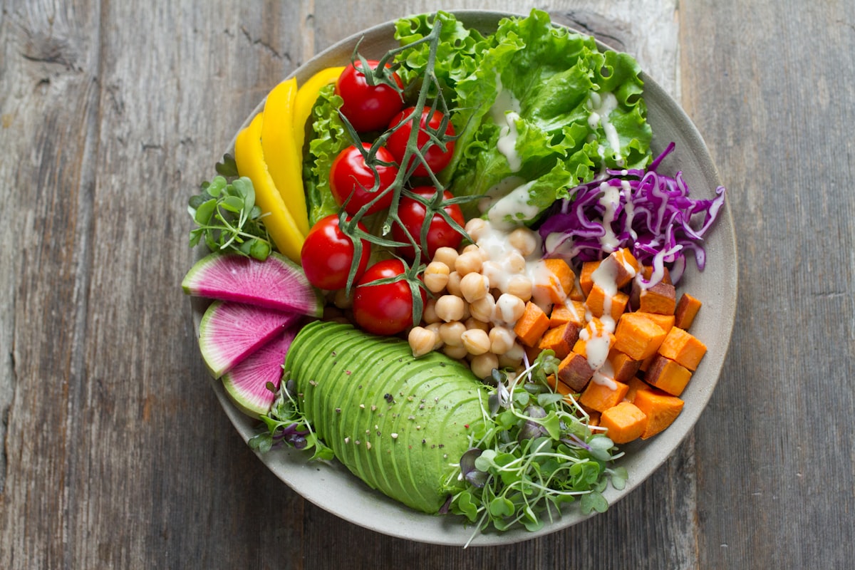 Colorful fresh vegetable bowl